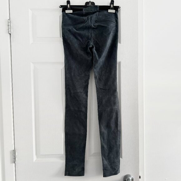 Helmut Lang Blue/Grey Lambskin Nubuck Leggings, size 0 - Picture 11 of 13